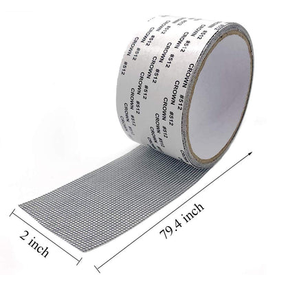 ACEBON Window Screen Repair Kit - 2"x80' Tape for Tears & Holes, Strong Adhesive Black Fiberglass Mesh