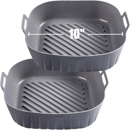 Golden Associate Silicone Liners Square for 8 to 8.5 inch Air Fryer, 2 Pcs Non-stick Food-grade Reusable Basket Baking Tray Airfryer Accessories