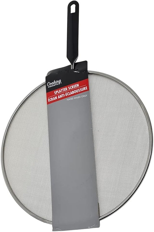 Grease Splatter Screen for Frying Pan, Stops 99% Hot Oil Splash, Stainless Steel Fine Mesh Oil Shield with Resting Feet and Keeps Kitchen Clean