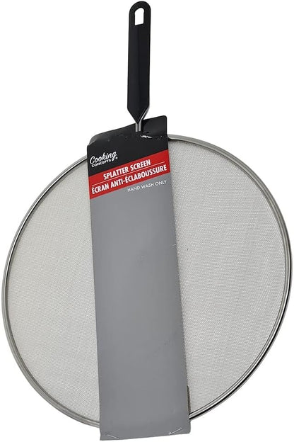 Grease Splatter Screen for Frying Pan, Stops 99% Hot Oil Splash, Stainless Steel Fine Mesh Oil Shield with Resting Feet and Keeps Kitchen Clean