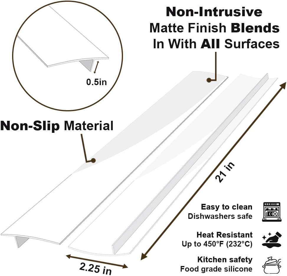 Silicone Stove Counter Gap Cover 30 Inch Side Range Gap Filler 2 Pack Black | Extra long kitchen stove gap covers, 0.2-1 inch gap, heavy 10 oz, cut to size, oven crack guards between stove and counter