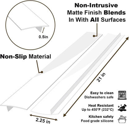 Silicone Stove Counter Gap Cover 30 Inch Side Range Gap Filler 2 Pack Black | Extra long kitchen stove gap covers, 0.2-1 inch gap, heavy 10 oz, cut to size, oven crack guards between stove and counter