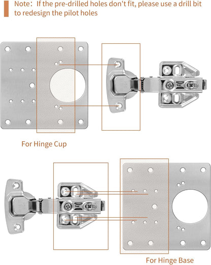 20PCS Upgraded Cabinet Hinge Repair Plate FOGZUVR Durable for Cabinet Doors | 100K Cycle Stainless Steel Door Hinge Mounting Plate Stainless Steel Rustproof Fix Loose Doors with Screws Bulk Easy Install