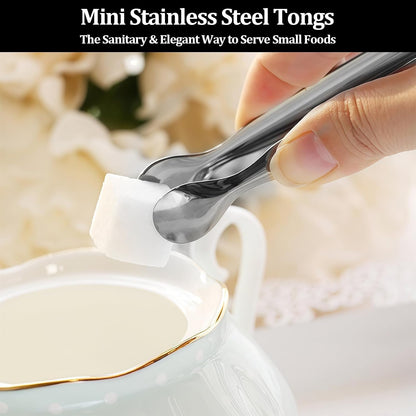 16 Pack Mini Sugar Tongs Stainless Steel Mini Serving Tongs Appetizer Tongs for Candy Buffet, Tea Party, Wedding Ice Tongs for Small Foods, Ice Cubes, Canapés