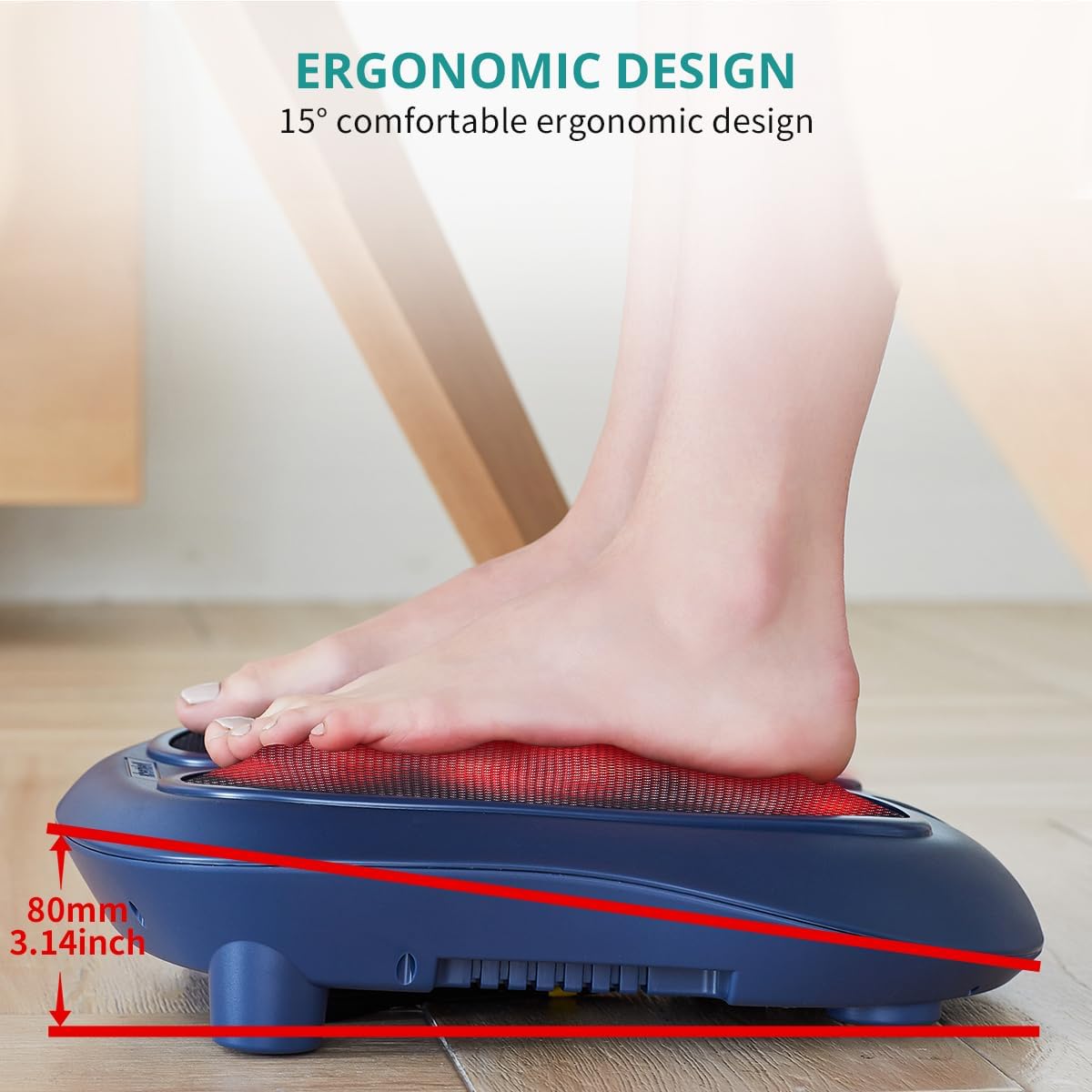 Nekteck Foot Massager with Heat, HSA Eligible FSA Massage Tools Gifts | Shiatsu Heated Electric Kneading Foot Massager Machine for Plantar Fasciitis, Built-in Infrared Heat Function and Power Cord