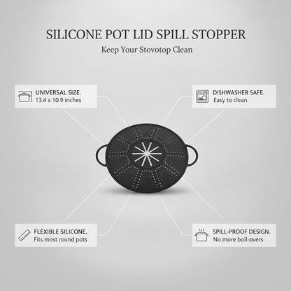 Silicone Pot Lid Spill Stopper, Flexible Cover for Pasta and Soup, Fits Most Round Pots, Easy Clean Kitchen Gadget (1 PC)