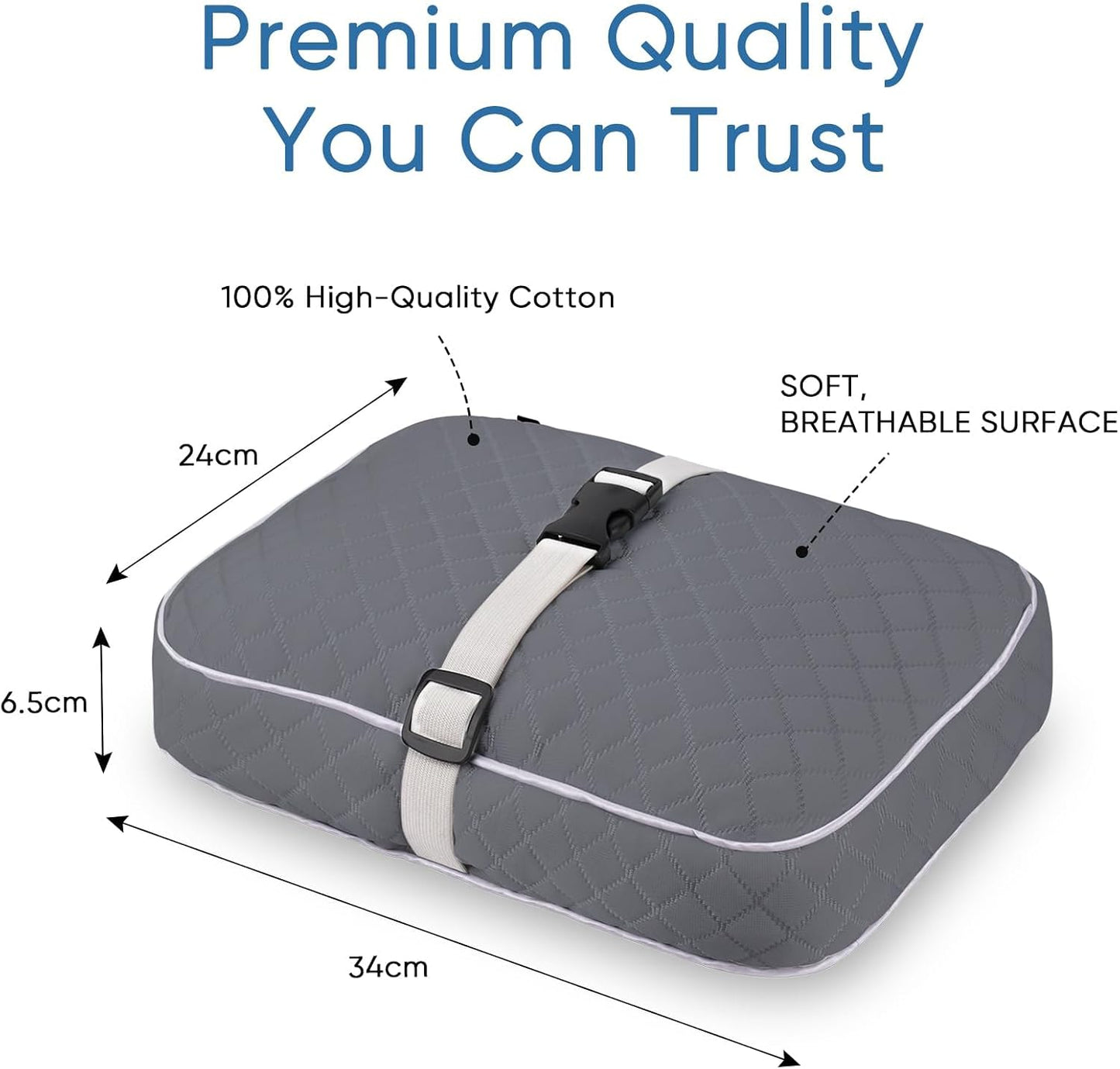 Knee Pillow with Adjustable Securing Strap for Side Sleepers | Fully Supports Knees & Thighs, Leg Support with Soft Strap, Aligns Spine, For Side Sleeping Between Legs, Orthopedic Relief
