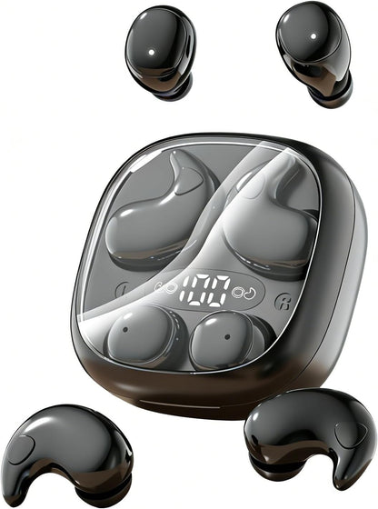Sleep Earbuds for Side Sleepers, 2 in 1 Mini Earbuds Wireless Bluetooth for Sleeping, Discreet in-Ear Earphones for Small Ear Canals, Noise Cancelling, Small Ear Buds for Travel, Work, Relax(Beige)