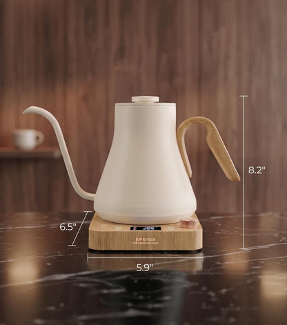 Epeios Electric Kettle, Gooseneck Electric Kettle with ±1°F Temperature Control, 1200W Rapid Heating for Pour Over Coffee & Tea, 304 Stainless Steel Interior, Auto Shut-Off, 0.9L, Black | Rapid Heating, Precision Pour-Over for Coffee & Tea,Smart Hot