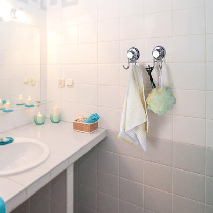 SANNO Suction Cup Hooks, Shower Squeegee Holder, Towel Robe Loofah Holder, Bathroom Kitchen Shower Wall Hooks, Bathroom Accessories, Black (2 Pack)