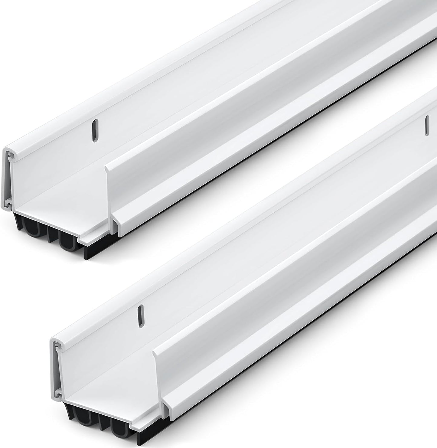 FoldTier 1 Pcs 1-3/4 x 32 Under Door Sweep for Exterior & Interior Doors Adjustable Double Bubble Draft Stopper for Door Bottom, Energy Efficient Slide to Install Blocks Dust/Insects/Noise(White)