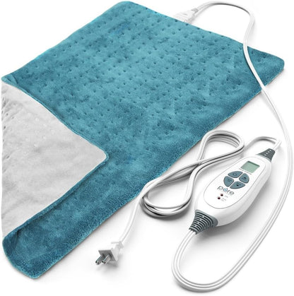 Pure Enrichment PureRelief XL Heating Pad - 12" x 24" Electric Heating Pad for Back Pain & Cramps, 6 Heat Settings, FSA/HSA Eligible, Soft Machine Wash Fabric, Auto-Off & Moist Heat (Zen Green)