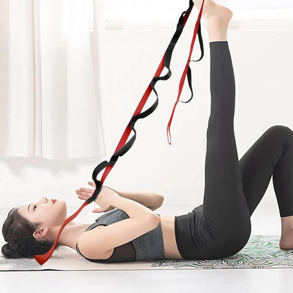 10 Loop Yoga Stretching Strap for Physical Therapy - Non-Elastic Exercise Band for Pilates, Yoga, Stretching for Women & Men