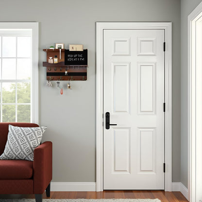 Key Holder for Wall Mount with Shelf and Mail Organizer, Key and Mail Holder with 16 Hooks, Farmhouse Entryway Organizer, Home Decor Rack (Pine Wood, White Washed)