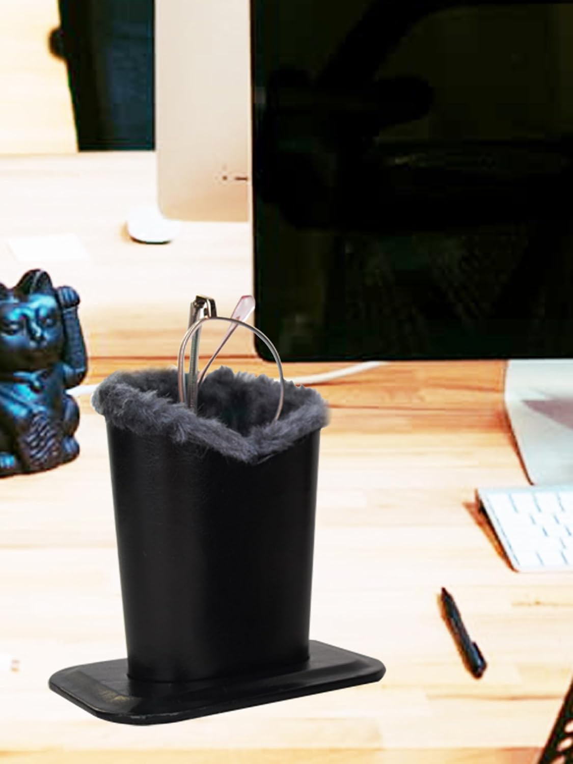 Baitaihem Pack of 2 Plush Lined Eyeglasses Holder Stand Protective Glasses Case For Desks Or Nightstands