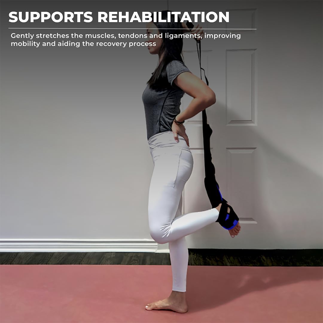 Foot and Calf Stretcher - Stretching Strap for Plantar Fasciitis, Achilles Tendonitis, Heel Spurs, Foot Drop, & Hamstring, Versatile Stretch Strap Used as Leg stretcher, Hamstring Stretcher and Foot Stretcher