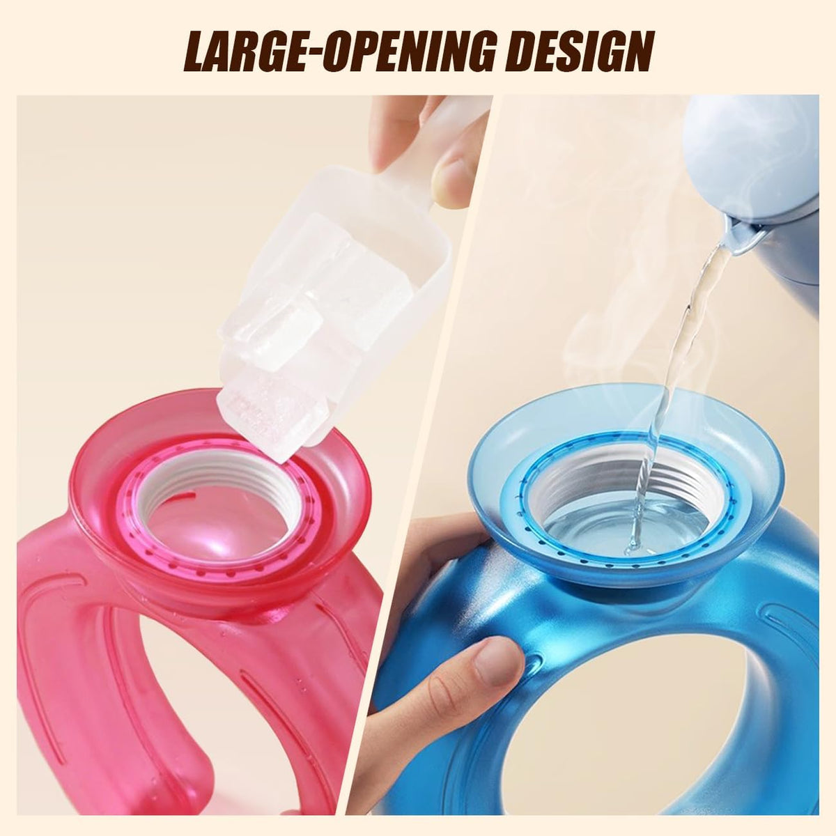 U-Shaped Hot Water Bottle with Fleece Cover 850ML Hot & Cold Water Bag Therapy Heating Pad for Pain Relief Neck Shoulder Hand Warmer Relaxing Protection Blue