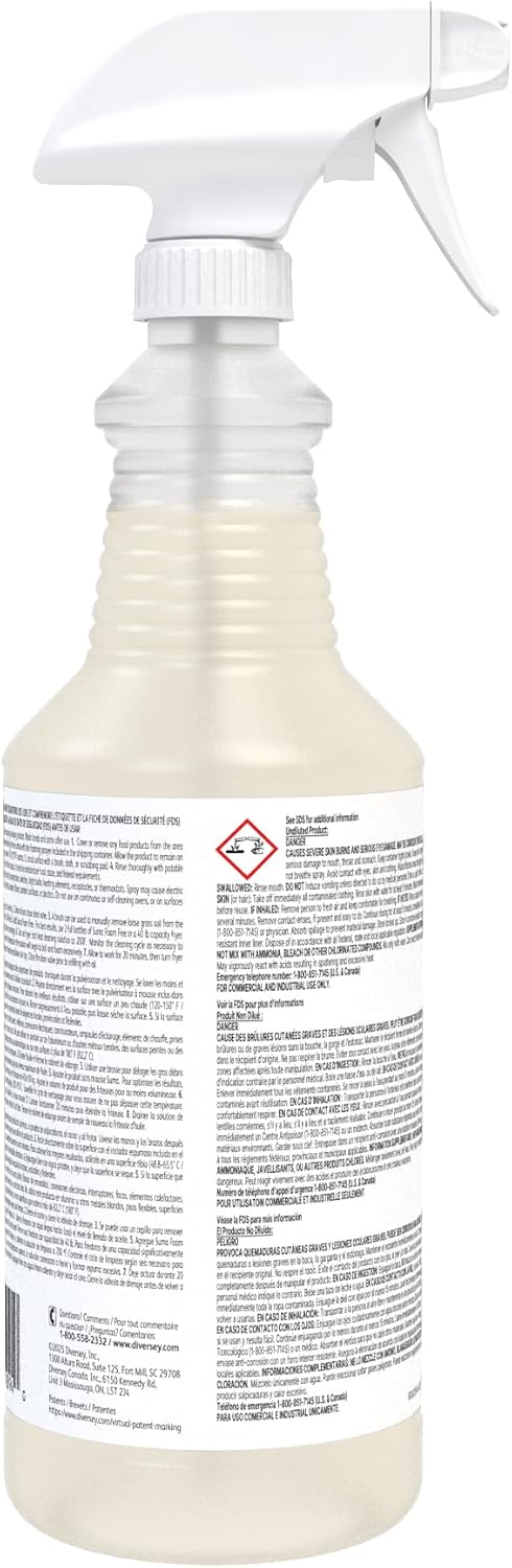 Diversey SUMA Foam Free Oven & Fryer Cleaner Refill, Degreaser, 32 oz