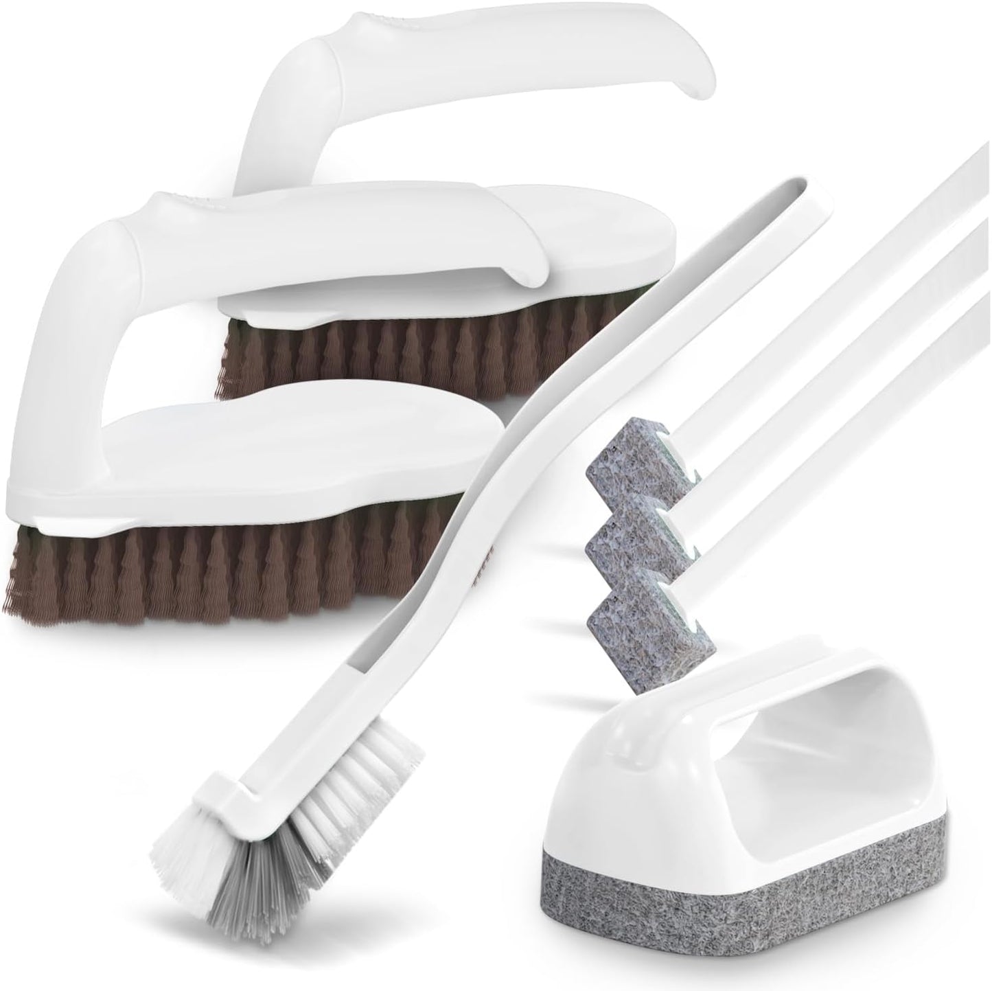 Holikme 7 Pack Cleaning Brush Scrub Brush Kitchen Brush for Floor,Green | Deep Cleaning Brush Set, Scrub Pads with Scraper Tip for Pool Walls, Bathroom, Grout, Floor, Bike, Tub, Shower