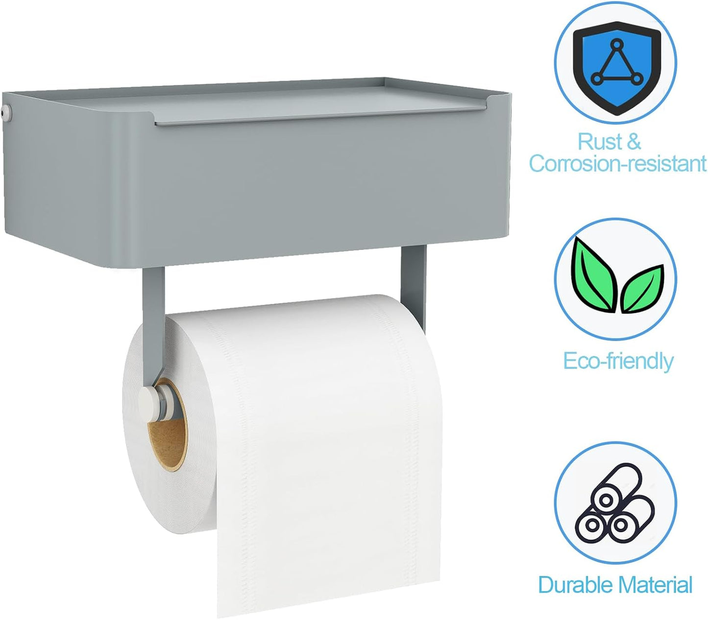 JUYSON Toilet Paper Holder with Shelf, Flushable Wipes Dispenser Fits for Bathroom Wipe Storage, Keep Your Wipes Hidden Out of Sight - SUS304 Stainless Steel Wall Mount Organizer (Matte Black)