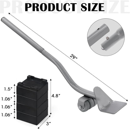22" Furniture Lifter Tool, Appliance Metal Lifter for Heavy Furniture Grey | 1 Lifter Tool, 4 Raise Blocks, Movers, Sliders & Wheels to Move Sofa, Refrigerator, Washing Machine Easily & Safely