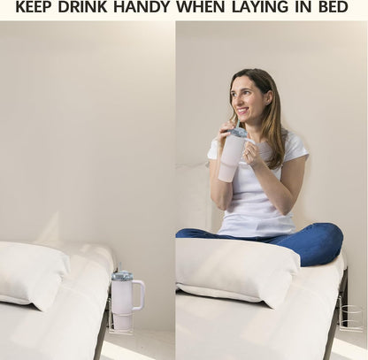 Cup Holder for Bed (Diameter: 3.3IN) Drink Holder Water Bottle/Glass Organizer for Wood Dorm Room Bunk Bed Crib, Metal Toddle Bed,Loft Bedside, Headbed, Car,Office Desk Partition