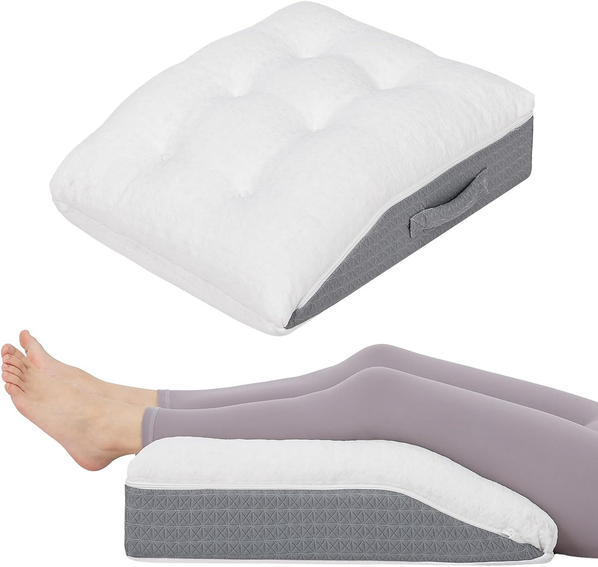 baibu Memory Foam Leg Elevation Pillow, Dual-Layer Patent Design Support Pillow to Raise Feet for Circulation, Leg Wedge Pillow for Sleeping, Knee Pillow for Knee Hip Ankle Pain Relief, 1PC