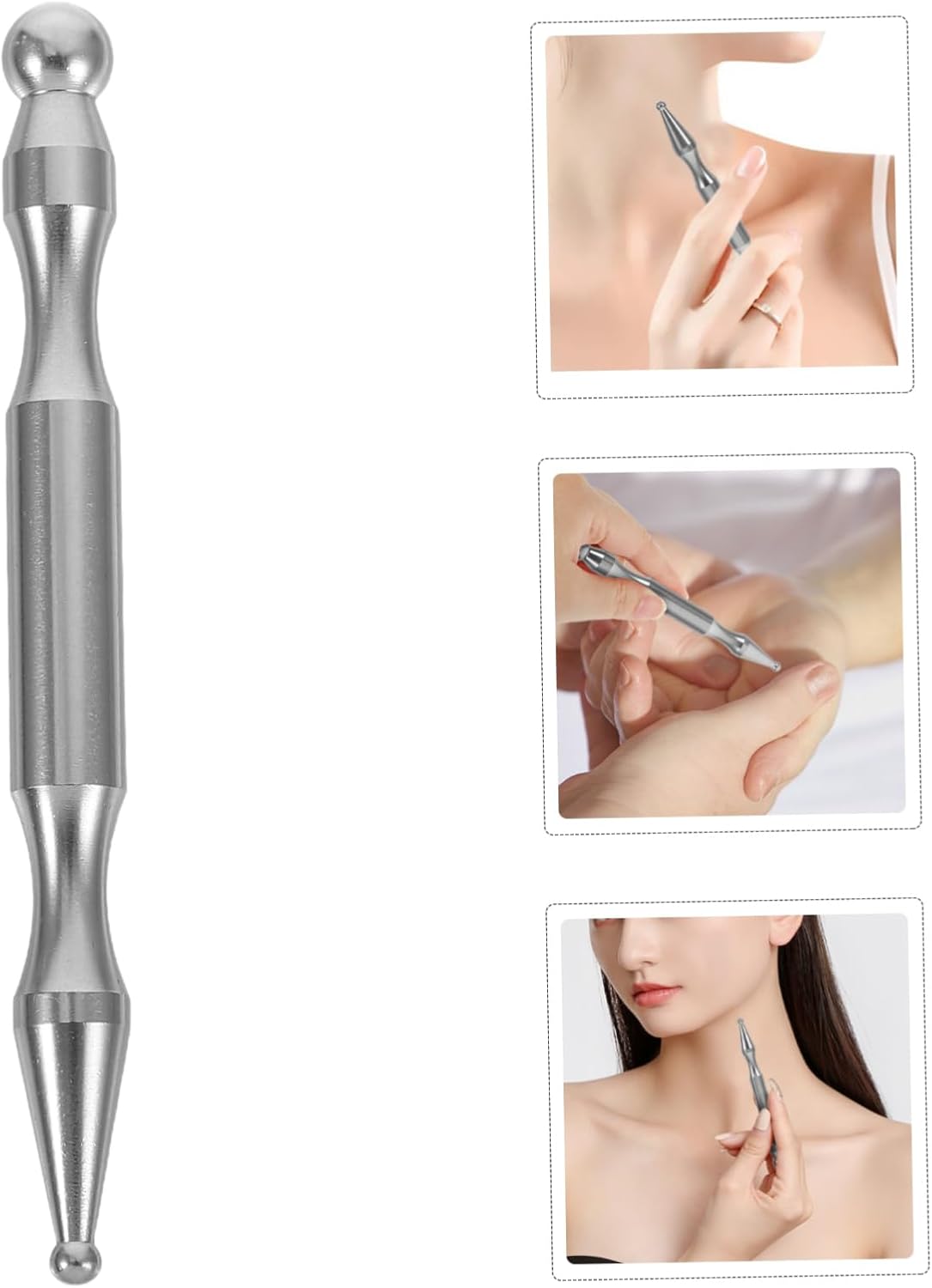 Stainless Steel Deep Tissue Massage Rod for Legs Back Silver