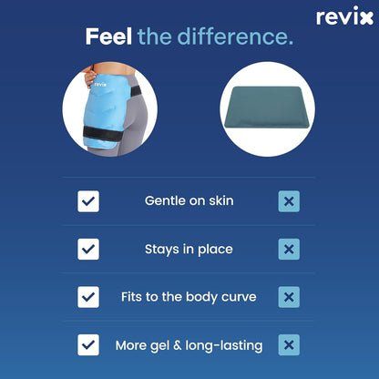 REVIX Hip Ice Pack Wrap with Straps, Reusable Gel Cold Compression for Hip Replacement, Soft Plush Lined Cold Packs for Sciatic Nerve Discomfort Relief