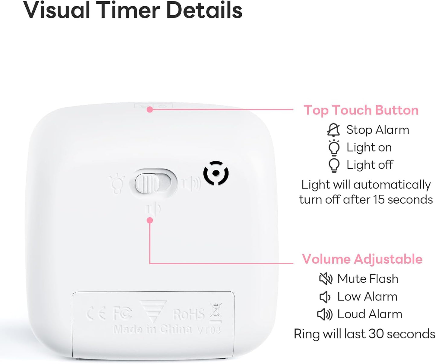 Yunbaoit Visual Timer with Night Light, 60 Minute Countdown, Light Blue | 3 Alarm Modes, Mute Flash, for Kids and Adults, Time Management Tool for Classroom, Home, School, and Work