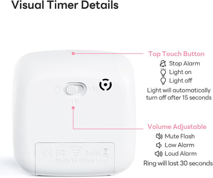Yunbaoit Visual Timer with Night Light, 60 Minute Countdown, Light Blue | 3 Alarm Modes, Mute Flash, for Kids and Adults, Time Management Tool for Classroom, Home, School, and Work