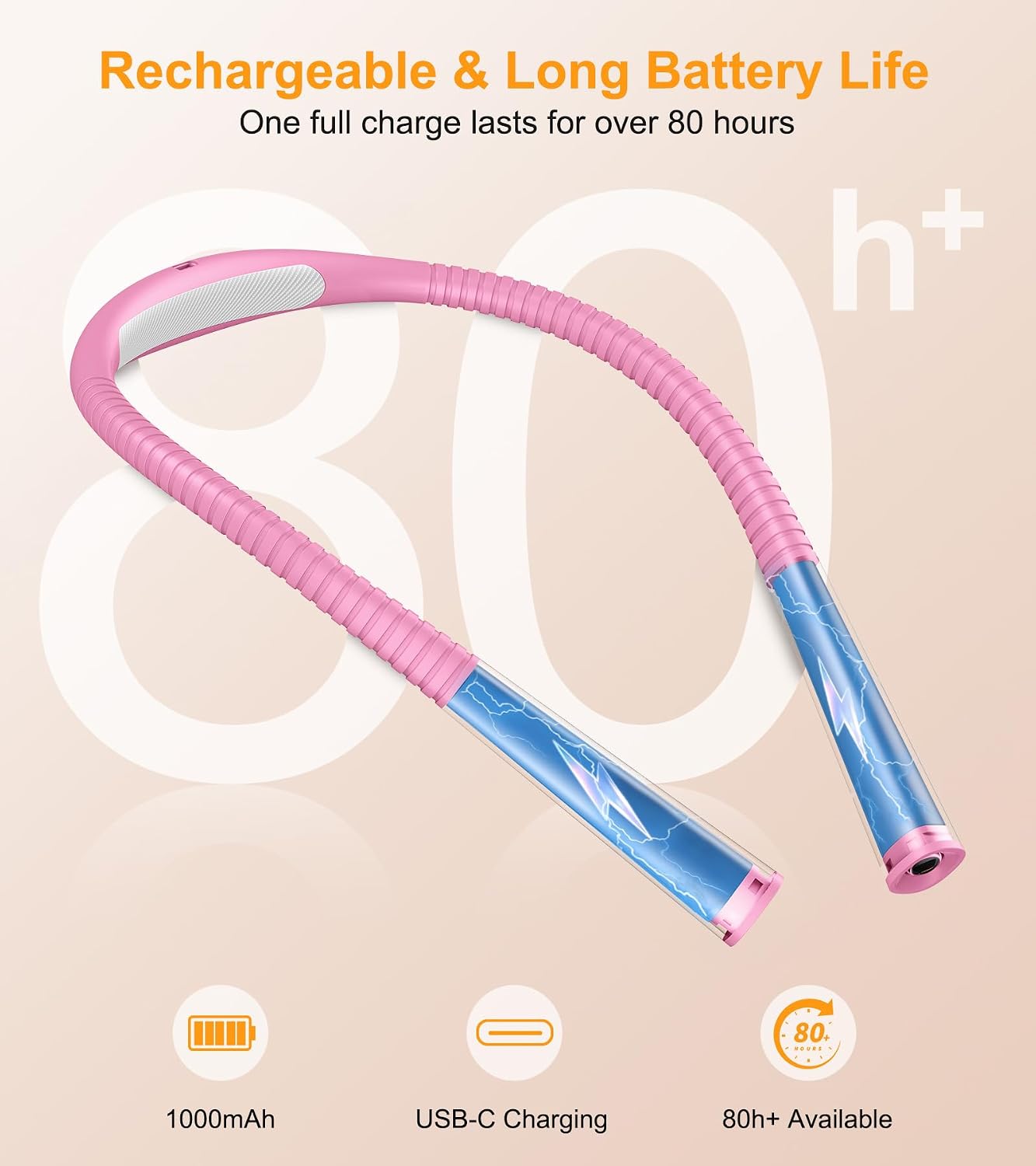 Gritin Book Light, Eye Caring 4-Color&5-Brightness Neck Light Reading Light | Stepless Dimming, 30-min Timer, 80+ Hrs Runtime, Bendable Round Neck Design, Lightweight for Reading, Knitting, Repairing