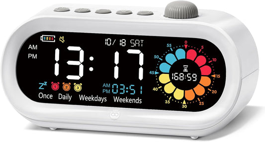 Mooking 3 in 1 Digital Alarm Clock for Bedroom with Visual Timer for Kids