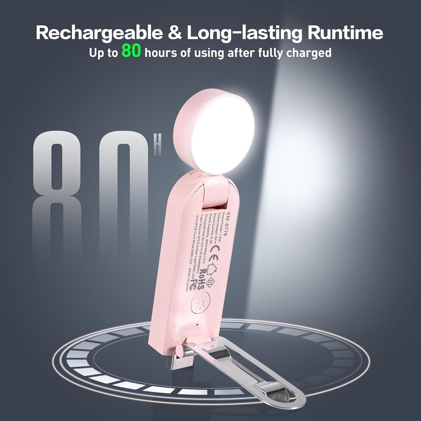 VAVOFO USB Rechargeable Bookmark Reading Light, Blue Light Blocking Amber LEDs for Bedtime Reading - Clip On, 9 Lighting Modes
