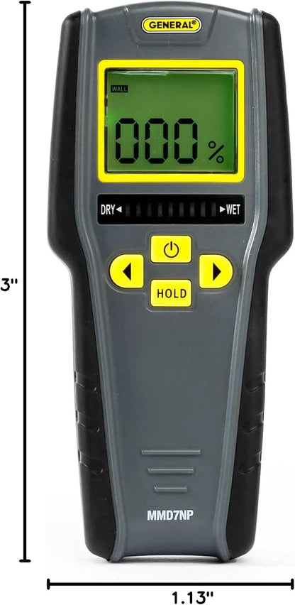 General Tools MMD4E Moisture Meter for Wood, Walls & Water Leak Detection | Pinless wood moisture meter for drywall & walls. Detects mold & humidity. Water leak detector for home moisture testing.
