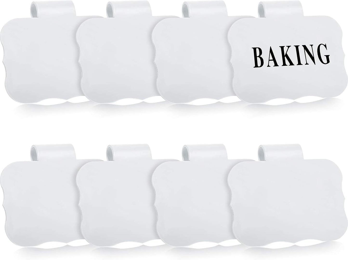Zonon 8 Pack Basket Labels Clips with 40 Pcs Pantry Labels Set Removable Bin 3.5 x 2.4 Inch - for Kitchen, Pantry, Black & White Words