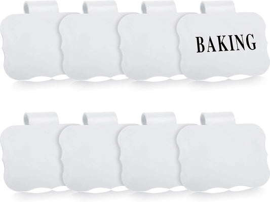 Zonon 8 Pack Basket Labels Clips with 40 Pcs Pantry Labels Set Removable Bin 3.5 x 2.4 Inch - for Kitchen, Pantry, Black & White Words