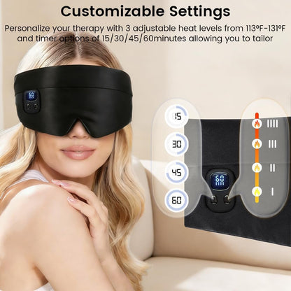 HomeBeyond Heated Eye Mask, Cordless Rechargeable 4 Heat Levels 4-Level Timing Washable Cover, Sleep Masks for Eye Relief, Improved Sleep