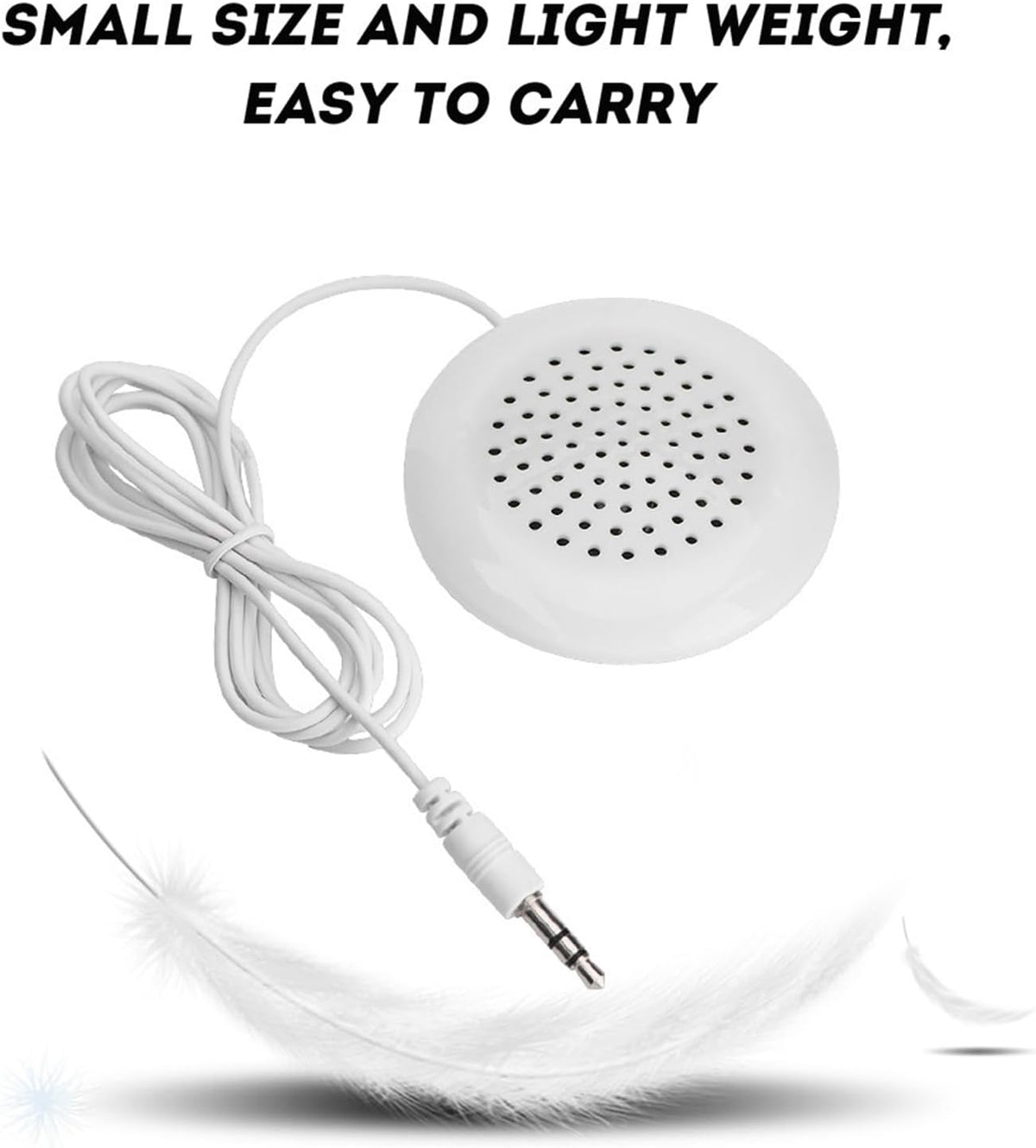 Pillow Speaker for Sleeping, DIY 3.5mm Mini Stereo Speaker Wired for MP3 MP4 Mobile Phone Portable CD, Diameter 2.4in Thickness 0.6in, White