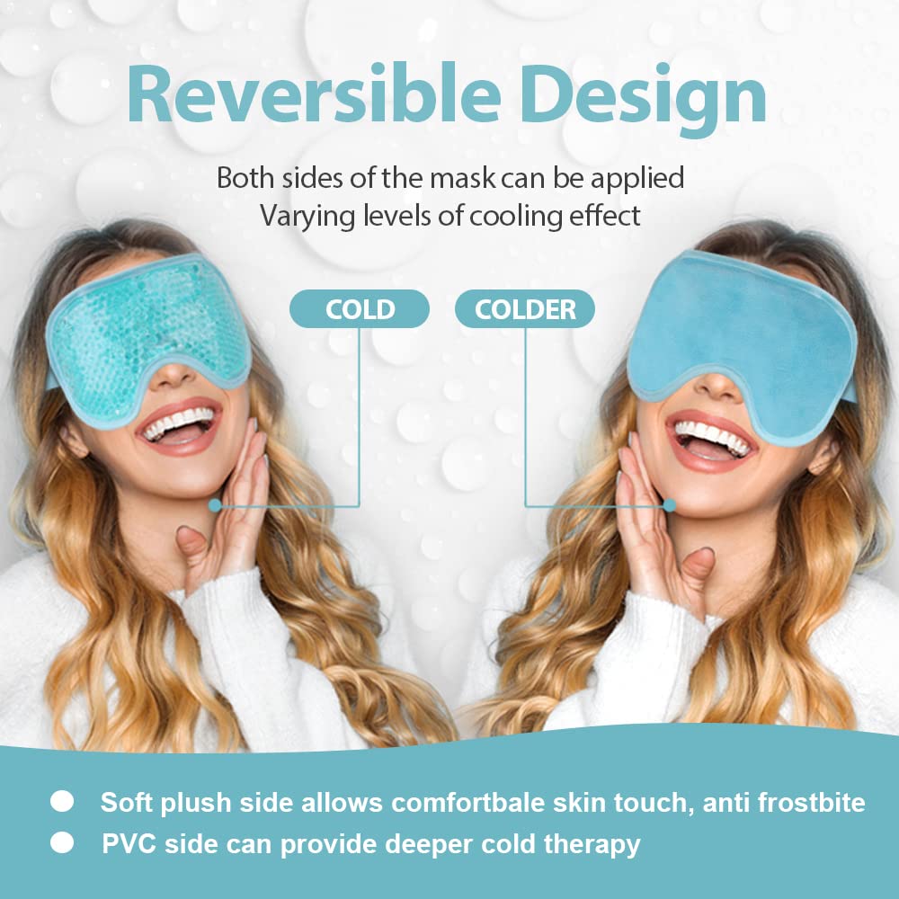 NEWGO Cooling Gel Eye Mask - Reusable Cold Pack for Puffy Eyes, Dark Circles, Migraine, Stress Relief - Purple With Soft Plush Backing