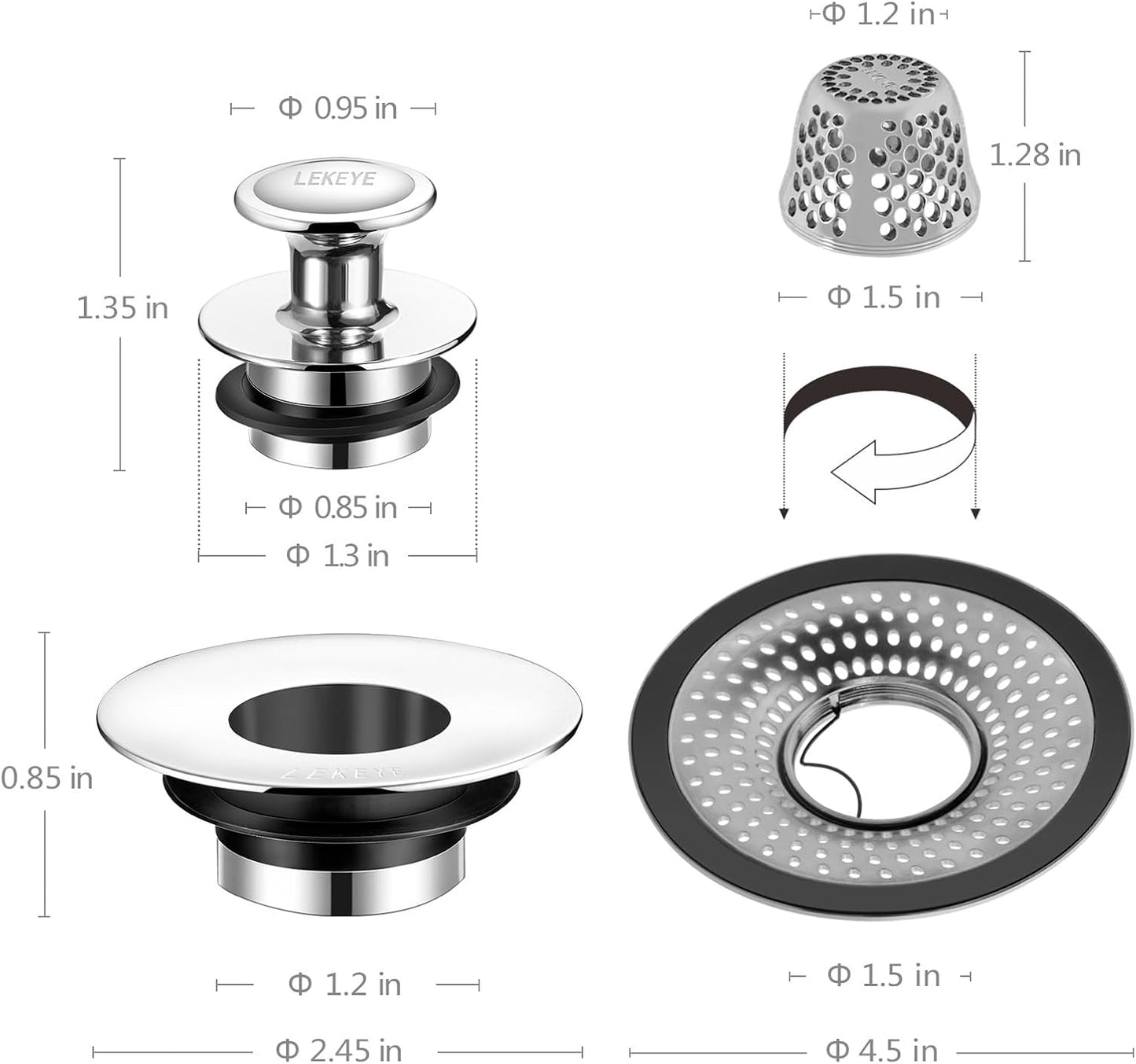 LEKEYE Drain Hair Catcher/Bathtub Shower Drain Hair Trap/Strainer Stainless Steel Drain Protector(Patented Product) | Stainless Steel