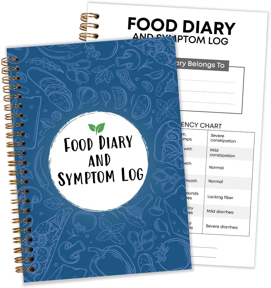 Food Diary and Symptom Log Book, Food Tracker Journal, Symptoms Tracking