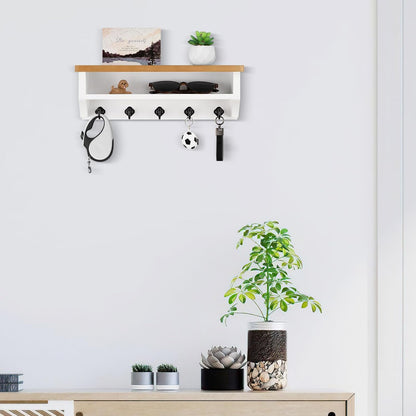 Nekon Key Holder Wall Mount, Wall Organizer Shelf with 5 Key Hooks | Wall Mounted Key Rack Room Decor for Home and Apartment Essentials