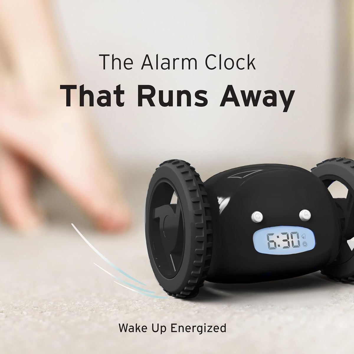 CLOCKY Alarm Clock on Wheels – Loud Rolling Alarm Clock for Heavy Sleepers