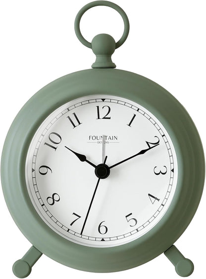 5.4" Jensen Pocket Watch Analog Alarm Clock,Morning Silver | Silent Non Ticking,Durable Metal,Loud Desk & Shelf Alarm Clocks for Bedroom,Home Office, Mantel & Living Room