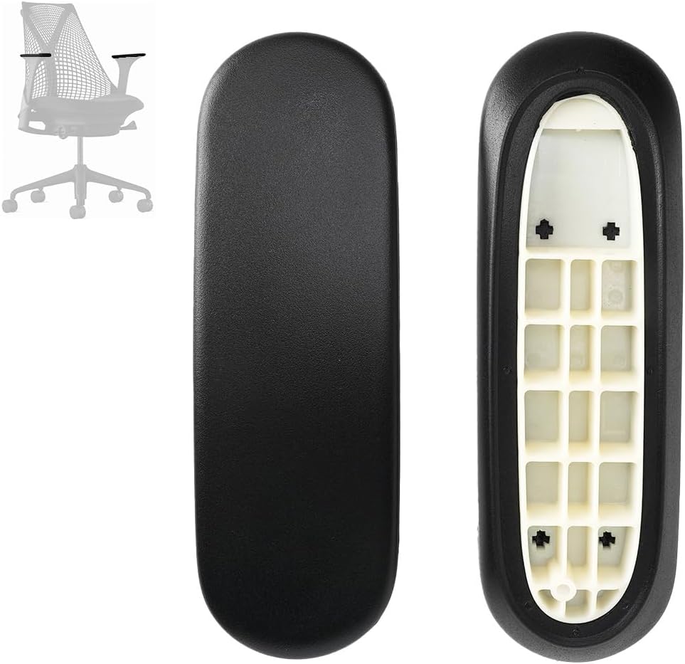 Arm Pads Caps Replacement for Herman Miller Fixed and Height Adjustable Armrest Sayl Office Chair, Black Vinyl (1-Pair)