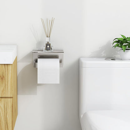 Gypie Toilet Paper Holder with Marble Shelf, Wall Mounted Matte Black | Toilet Roll Holder Black for Bathroom Washroom, Extended Base
