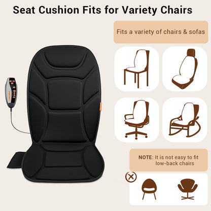 CARSHION Massage Chair Pad with Full Back Thighs Heat | Back Massager for Chair with 3 Heating Pads 6 Vibrating Motors, Massage Seat Cover for Home Office, Heated Seat Cover Warmer