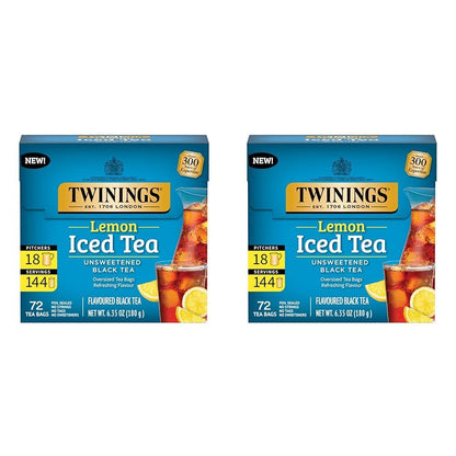 Twinings Strawberry & Raspberry Herbal Iced Tea, 72 Oversized Tea Bags, Makes 18 Pitchers or 144 Servings, Unsweetened, Naturally Caffeine-Free, (Pack of 1)