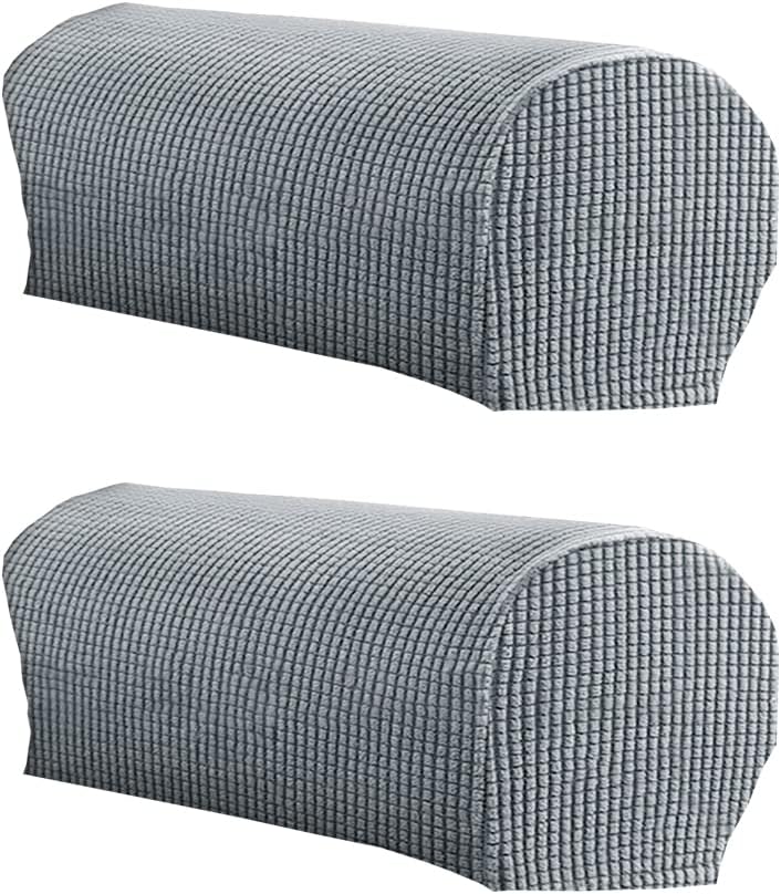 LINGXIYA Stretch Plush Armrest Covers, Spandex Armrest Slipcovers, Set of 2